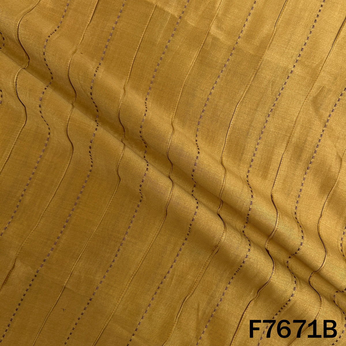 Draped mustard Monga silk with delicate thread detailing