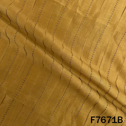 Draped mustard Monga silk with delicate thread detailing