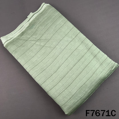 Mint green Monga silk fabric with embroidered stripes