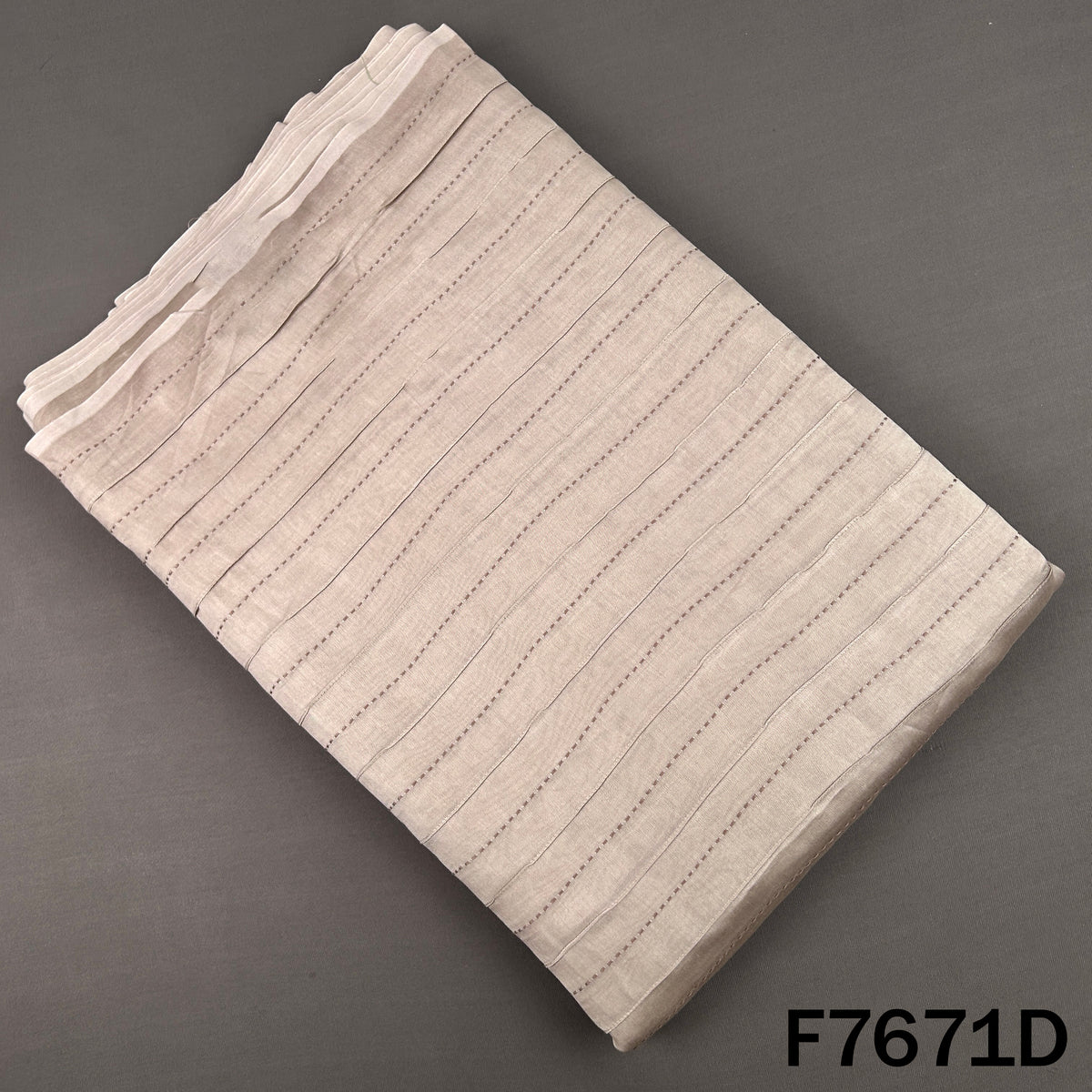 Beige Monga silk fabric with subtle thread embroidery
