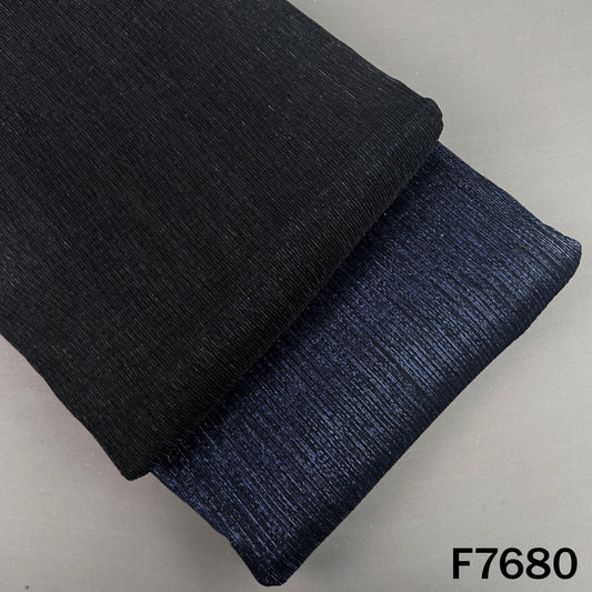 Black and navy blue shimmer Lycra with fine pleats