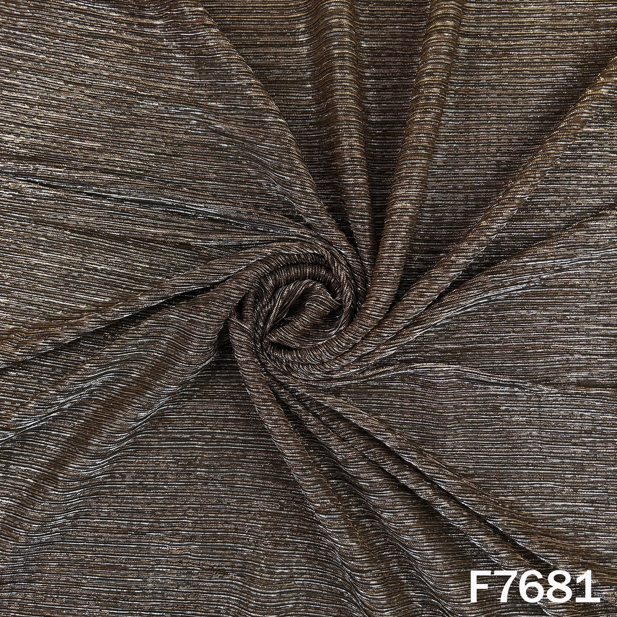 Draped bronze shimmer Lycra with metallic pleated finish