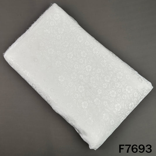 White dyeable crepe fabric with floral jacquard patterns