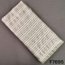 Champagne silver tissue fabric with metallic zari stripes