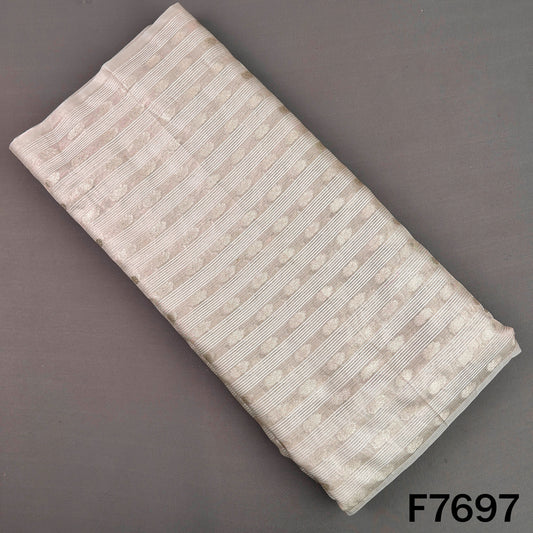 Champagne silver tissue fabric with zari buti stripes