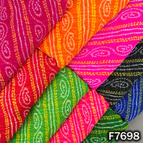 Multicolor georgette fabric with traditional Bandhani paisley prints