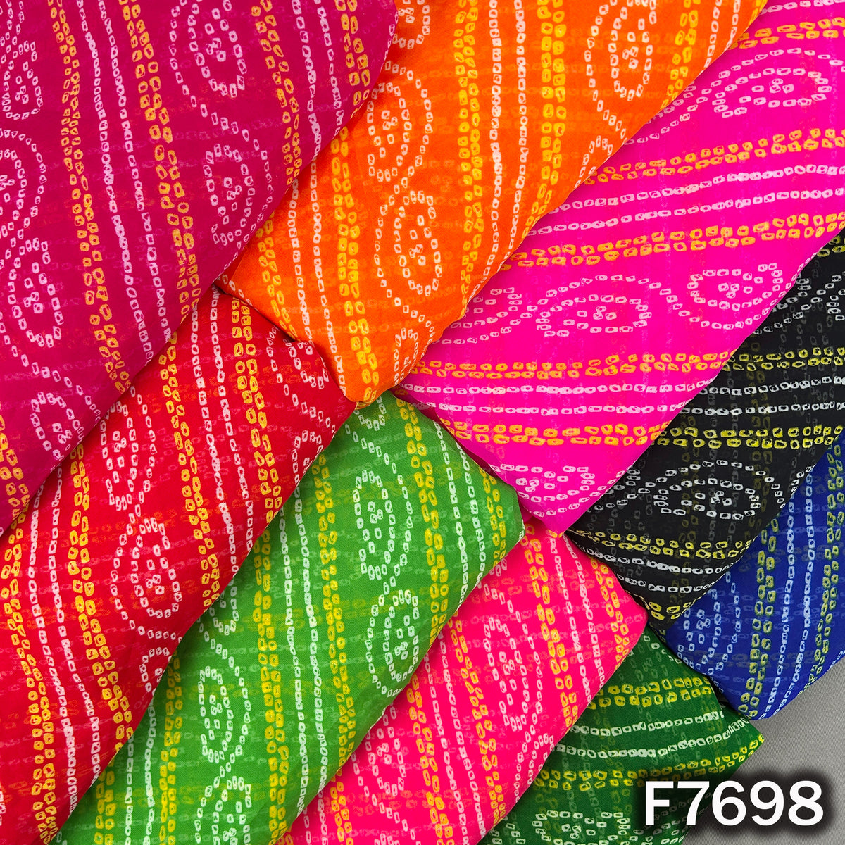 Multicolor georgette fabric with traditional Bandhani paisley prints