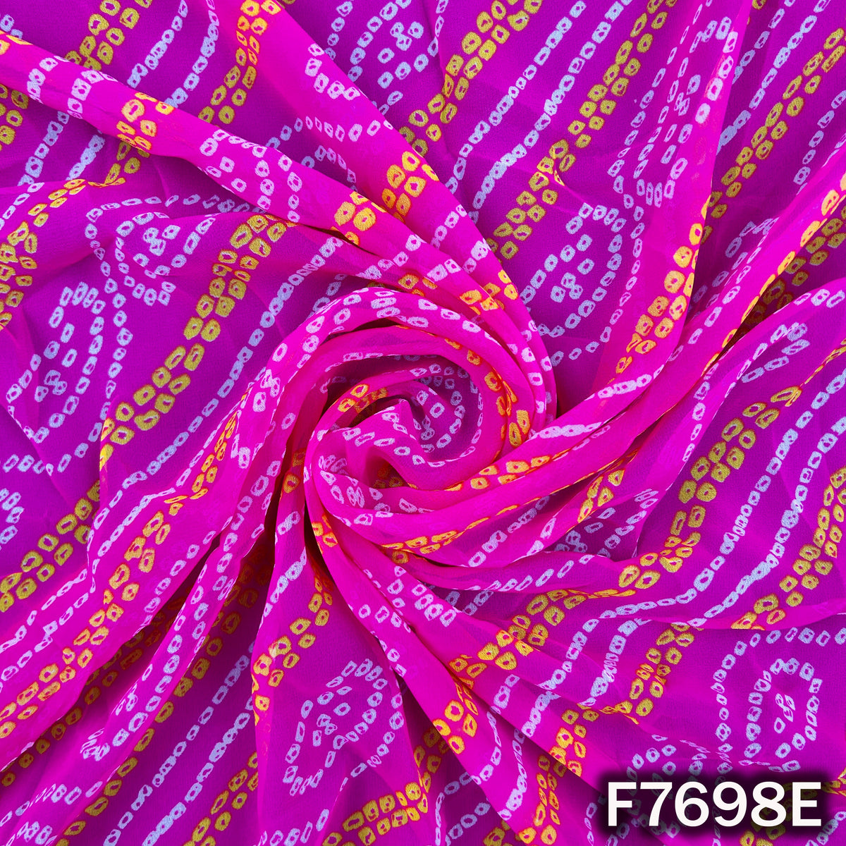 Draped magenta georgette with traditional printed stripes