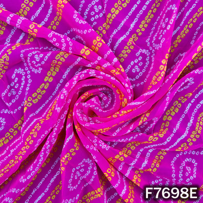 Draped magenta georgette with traditional printed stripes