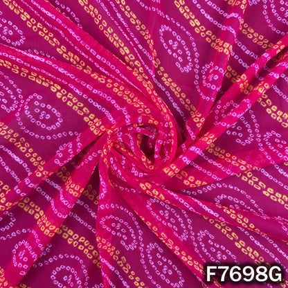 Draped deep pink georgette with Bandhani paisley print