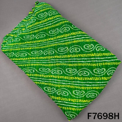 Dark green georgette fabric with traditional yellow Bandhani motifs
