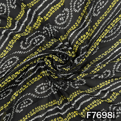 Draped black georgette with traditional Bandhani print