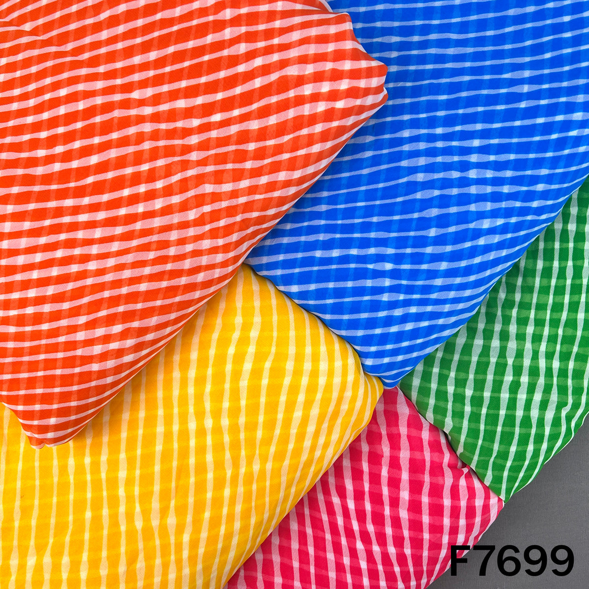 Multicolor georgette fabric with traditional Laheriya stripe patterns
