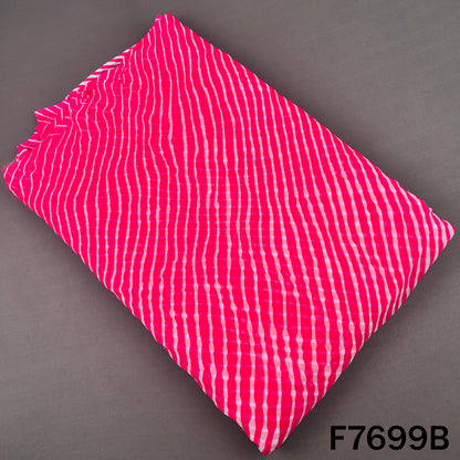 Rani pink georgette fabric with white Laheriya stripes
