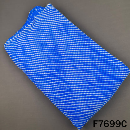 Royal blue georgette fabric with white Laheriya stripes