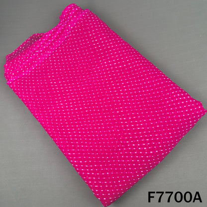 Rani pink georgette fabric with dotted Laheriya stripes