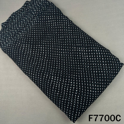 Black georgette fabric with white dotted Laheriya stripes