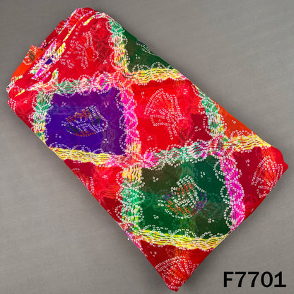 Multicolor georgette fabric with vibrant Bandhani geometric print