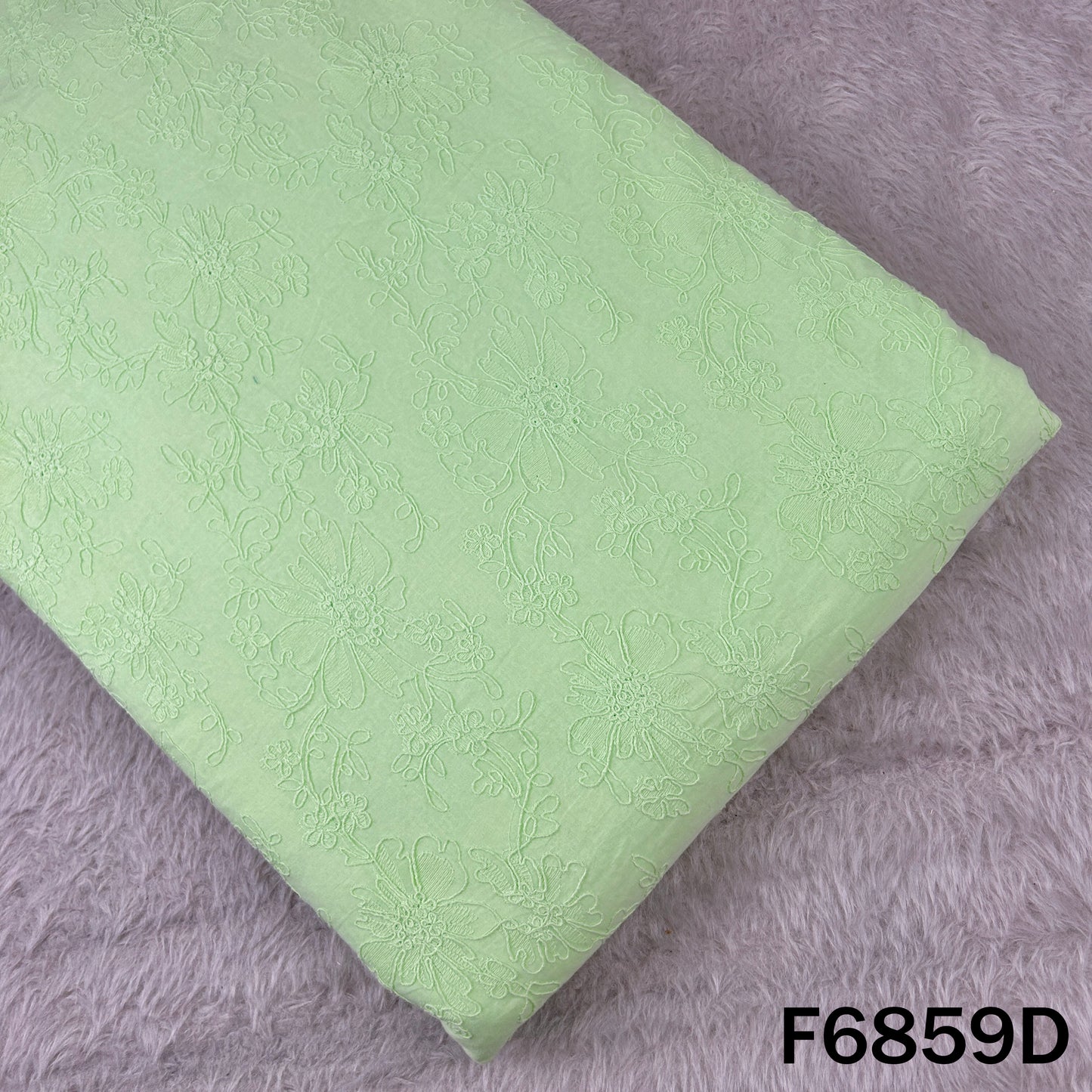 Thread Embroidered Cambric Cotton Fabric - F6859