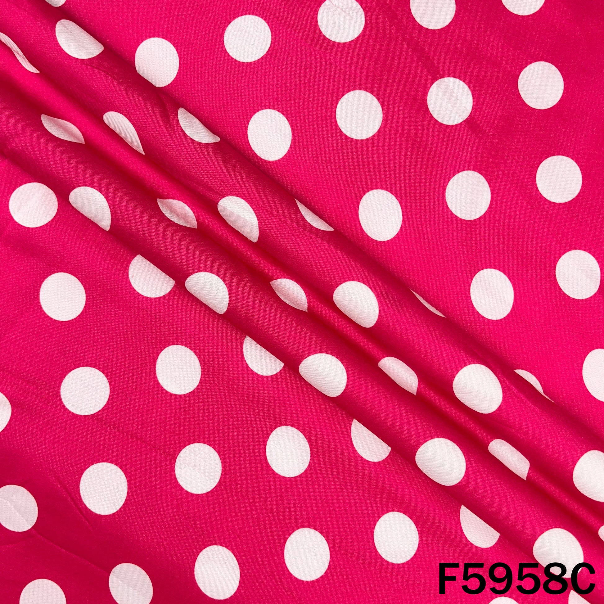 Hot pink polka dot muslin cotton cloth, soft breathable fabric F5958