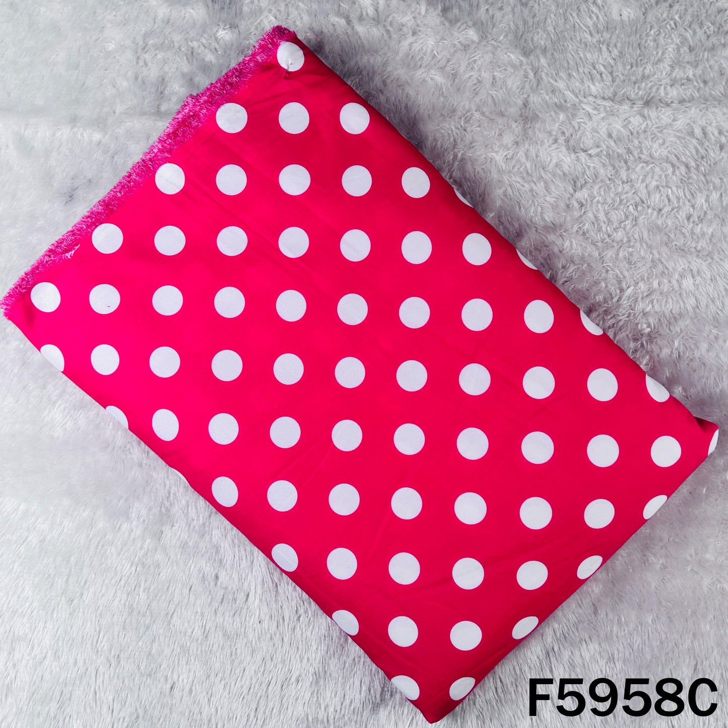 Hot pink polka dot muslin cotton cloth, soft breathable fabric F5958