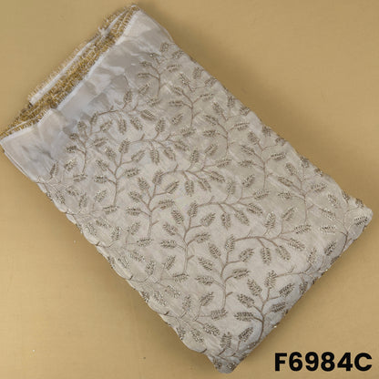 Ivory shimmer tissue fabric F6984C designed with delicate zari sequins embroidery on a soft luxury base