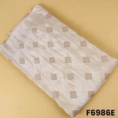 Ivory shimmer tissue fabric F6986E designed with elegant metallic motifs and a luxurious finish