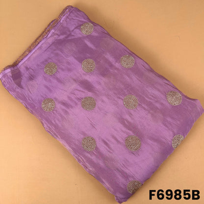 Lavender shimmer tissue fabric F6985B featuring elegant all-over metallic polka embroidery