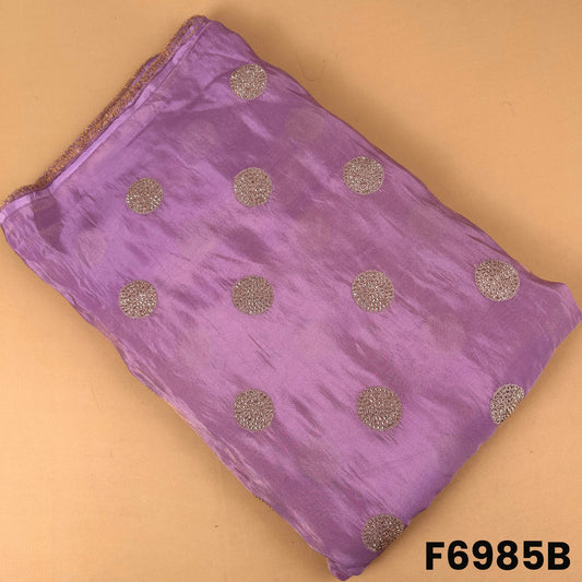 Lavender shimmer tissue fabric F6985B featuring elegant all-over metallic polka embroidery