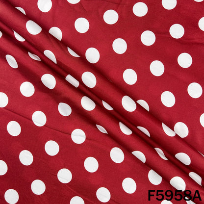 Maroon polka dot muslin fabric, breathable cotton muslin cloth for dressmaking F5958