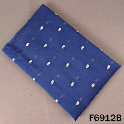 F6912B navy Mul Chanderi bottom fabric decorated with small zari sequins motifs for ethnic suits