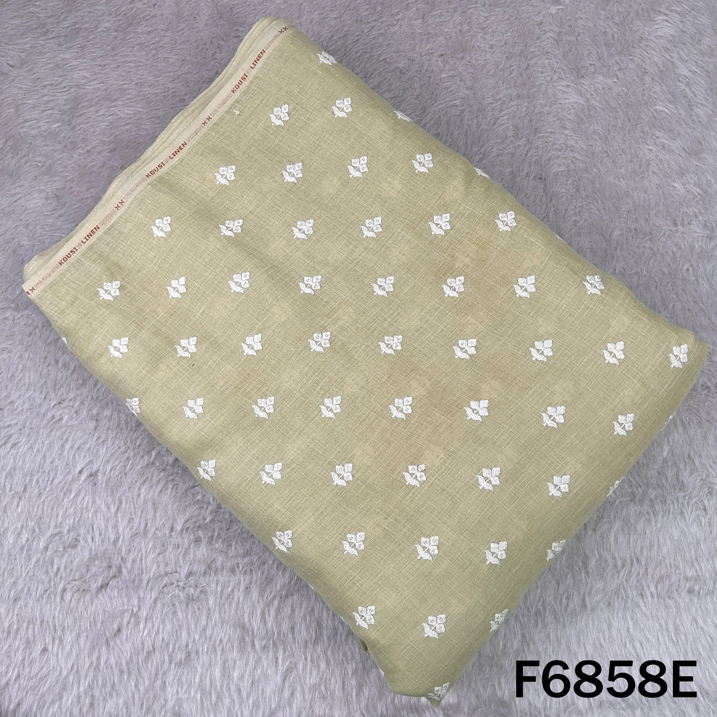 Thread Sequins Work Linen Fabric - F6858
