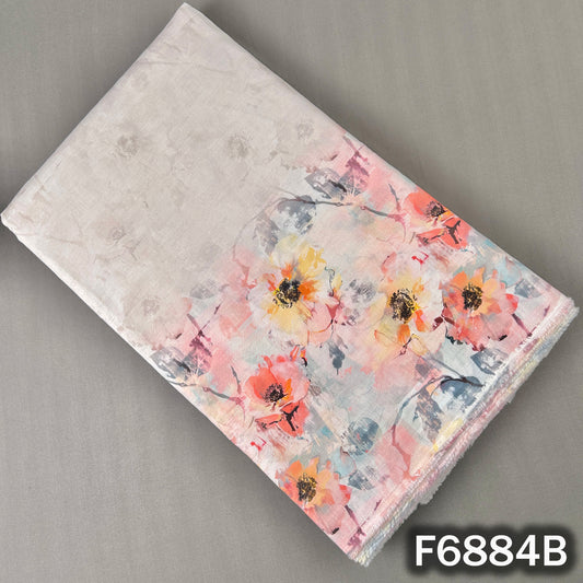 Pastel floral Hakoba cotton fabric F6884B with elegant print placement on a light base