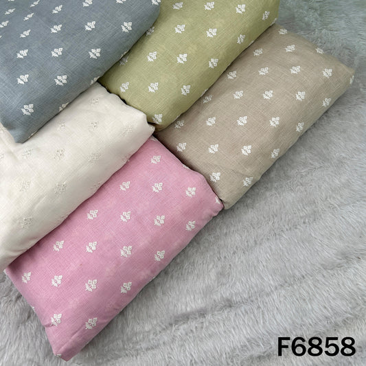 Thread Sequins Work Linen Fabric - F6858