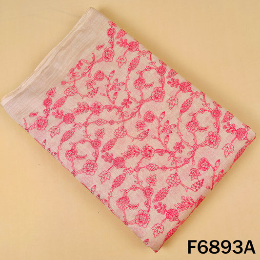 Pink Chanderi fabric F6893A with floral thread embroidery and delicate sequins detailing