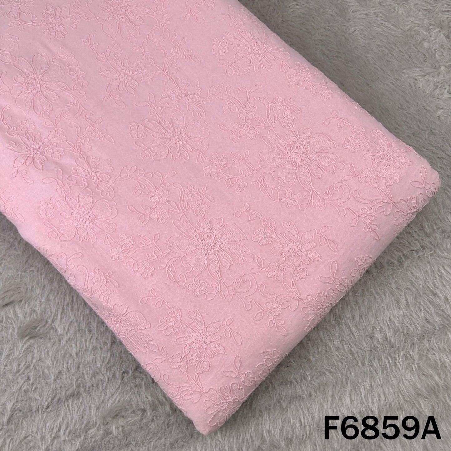 Thread Embroidered Cambric Cotton Fabric - F6859