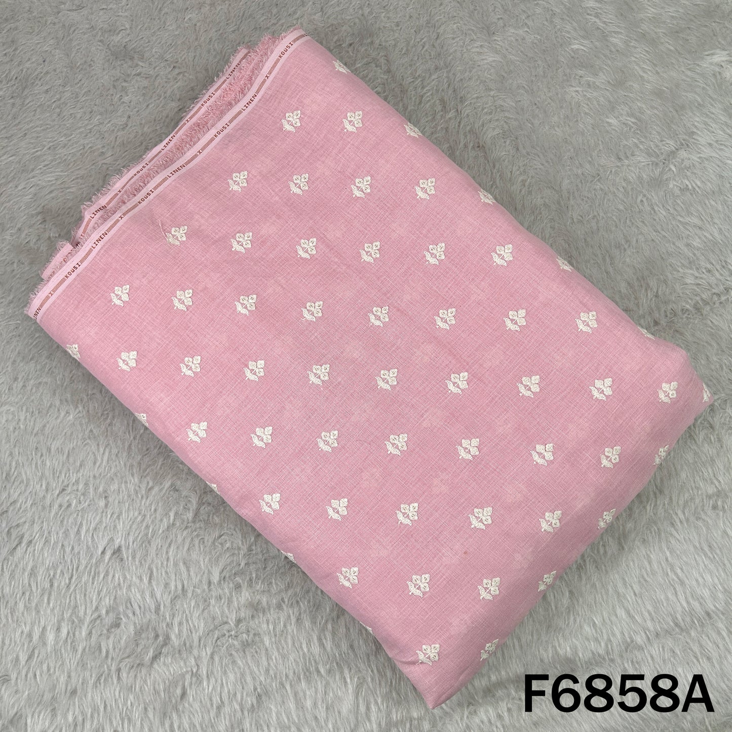 Thread Sequins Work Linen Fabric - F6858