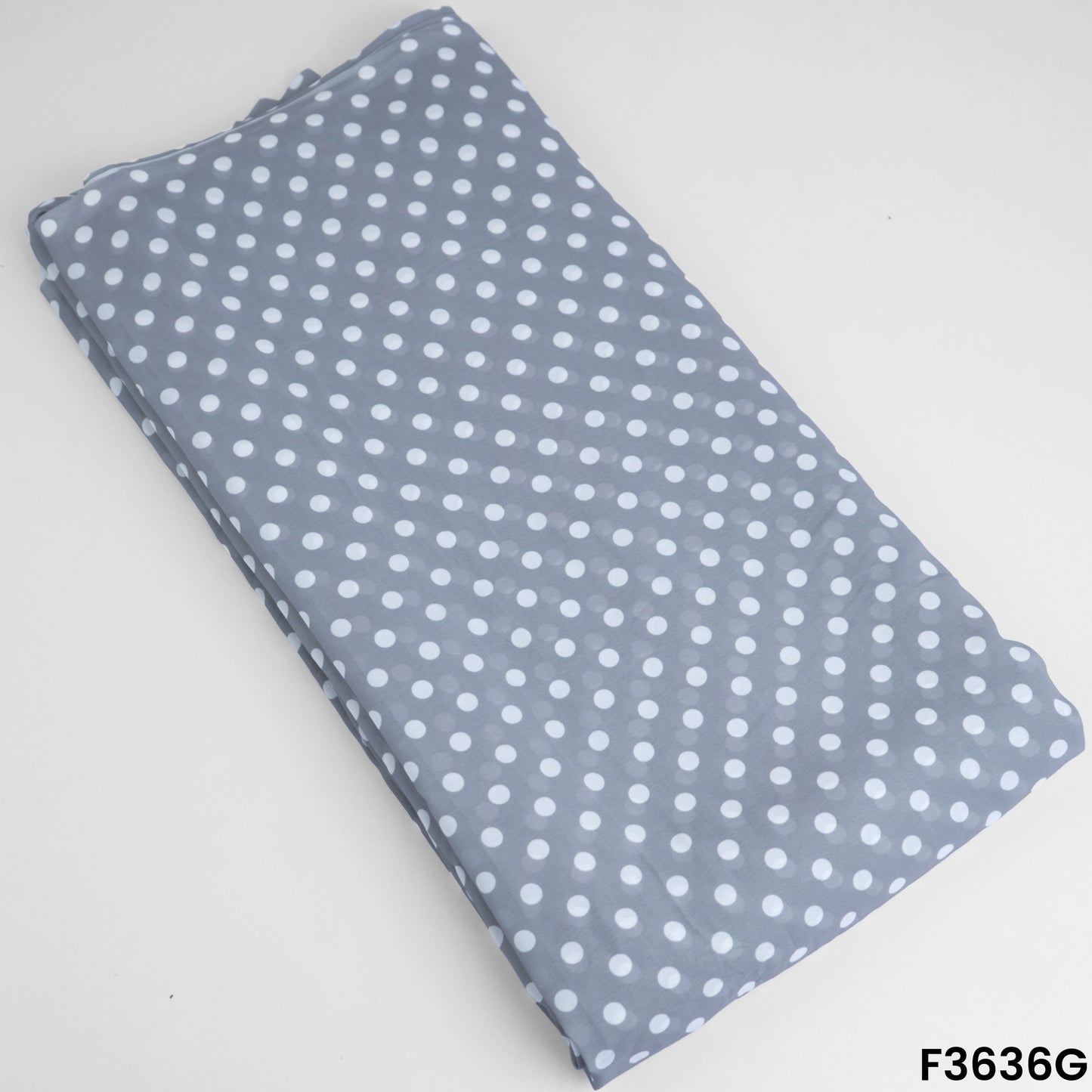 Grey Blue Polka Dot Georgette Fabric Swatch