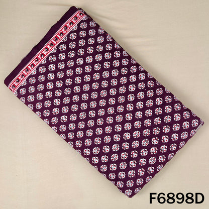 Purple block print cotton fabric F6898D with contrast white motifs for stylish Indian outfits