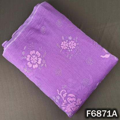 Purple Mul Chanderi fabric F6871A with elegant thread embroidery and sequins work