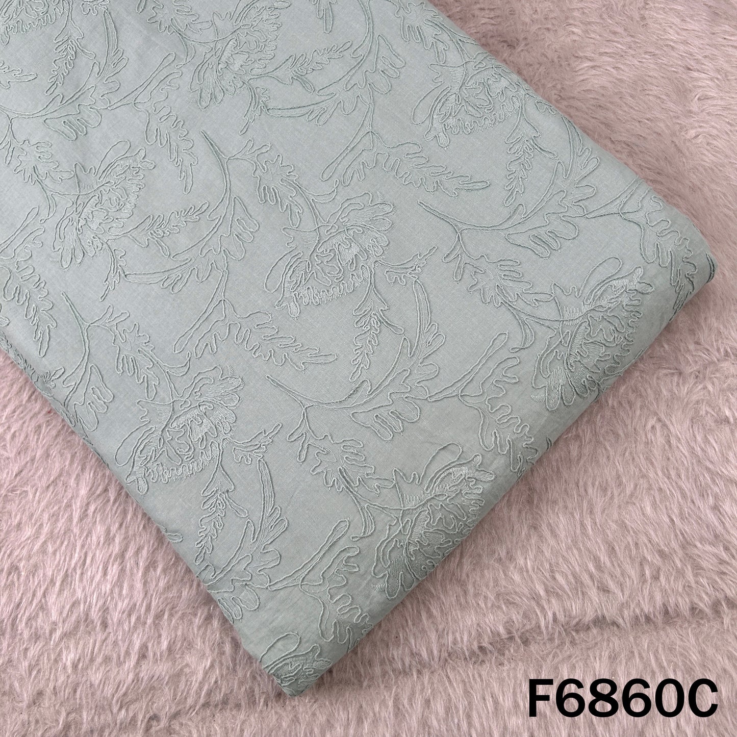 Thread Embroidered Cambric Cotton Fabric - F6860