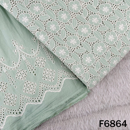 Thread Embroidered Hakoba Cambric Cotton Fabric - F6864