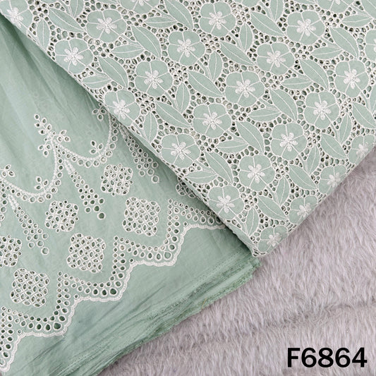 Thread Embroidered Hakoba Cambric Cotton Fabric - F6864