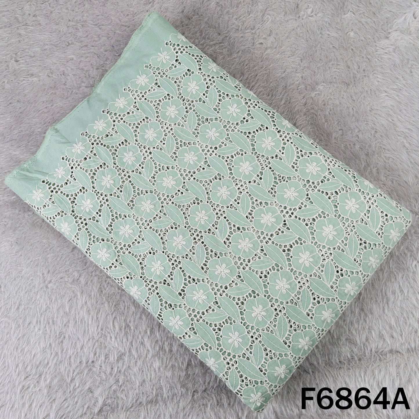 Thread Embroidered Hakoba Cambric Cotton Fabric - F6864