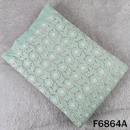 Thread Embroidered Hakoba Cambric Cotton Fabric - F6864