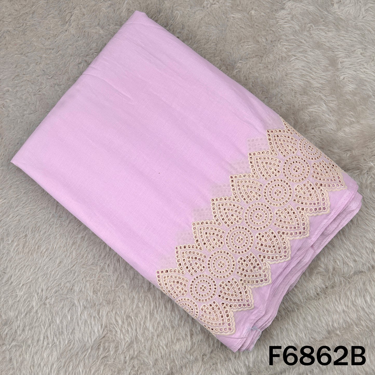 Thread Embroidered Hakoba Cambric Cotton Fabric - F6862