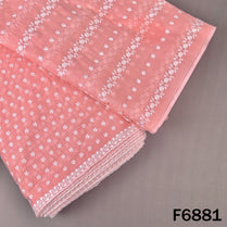 Pink thread embroidered Kota cotton fabric F6881 with delicate white floral work