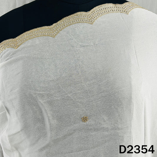 Zari Sequins Scalloped Border Close-up on Chiffon Dupatta D2354