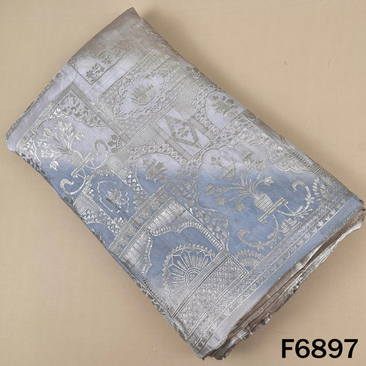 Silver blue ombre shimmer tissue fabric F6897 with elegant zari work and luxury ethnic finish