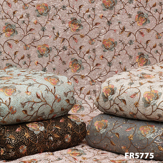 Embroidered Sequins Georgette Fabric-Fr5775